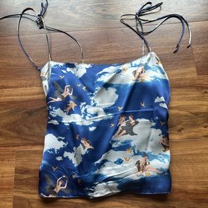 Satin Top from Reformation, size 4 (small), heavenly/cherub design